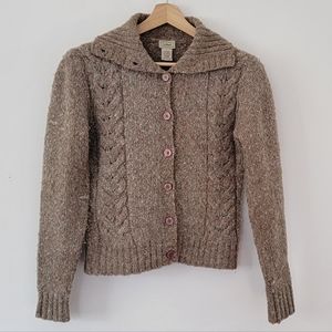 L.L. Bean Vintage Women's Heather Brown Cardigan Wool